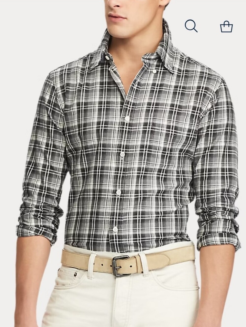 Ralph Lauren Luxury Twill - Plaid 100% Cotton Button-Down Shirt
